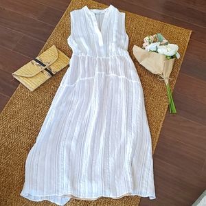 Vince Maxi Dress Size 4 White Grey Lightweight Boho Flowy Relax Grecian Spring